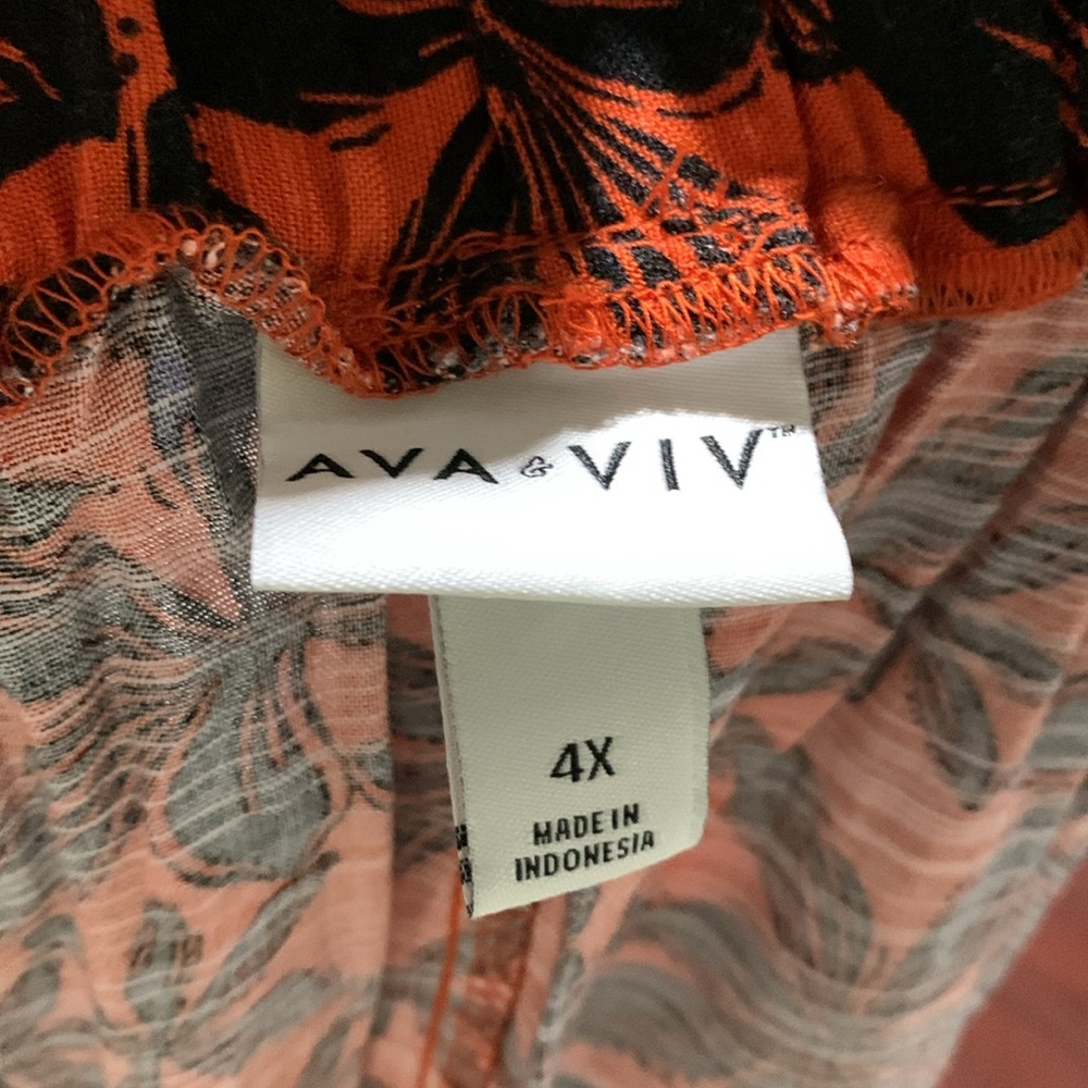 NWT Ava & Viv Dark Orange/Black Floral Maxi Skirt, Size 4X - Picture 9 of 10